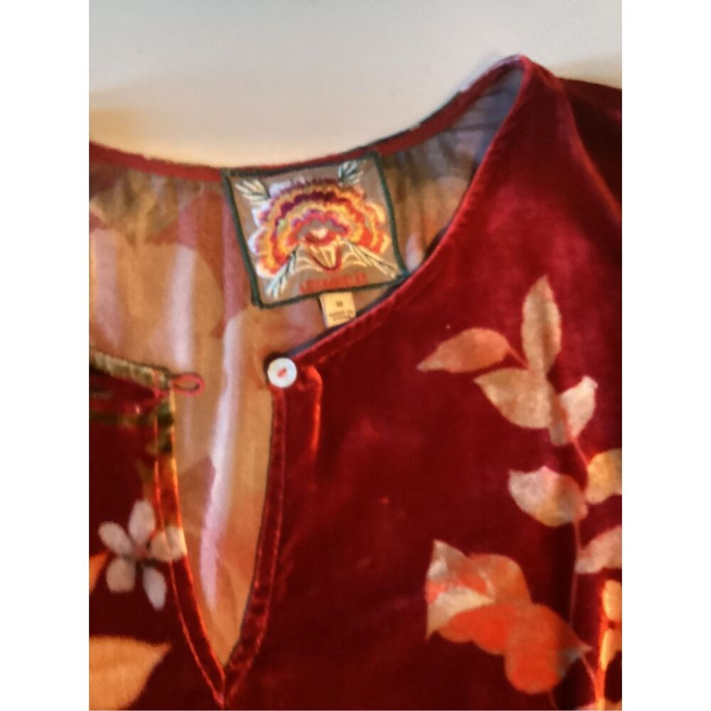 Johnny Was Burgundy Floral Midi Dress - Picture 10 of 14
